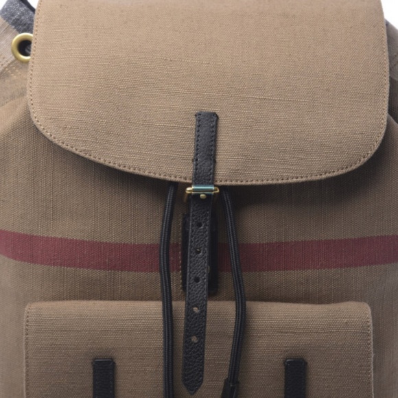 BURBERRY Canvas Mega Check Brookdale Backpack Black main image 8